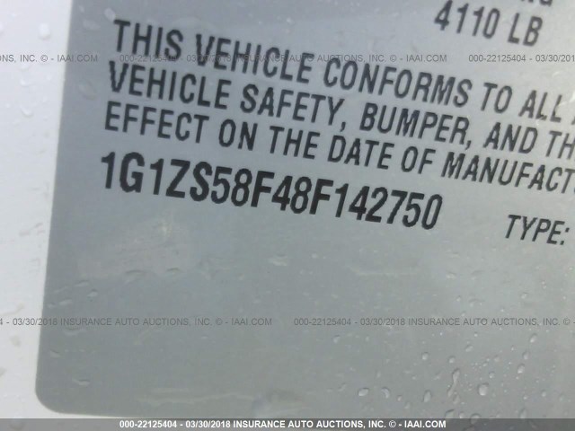 1G1ZS58F48F142750 - 2008 CHEVROLET MALIBU LS 白色 照片 9