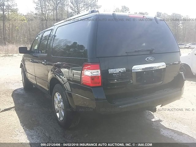 1FMFK19538LA70641 - 2008 FORD EXPEDITION EL LIMITED BLACK photo 3