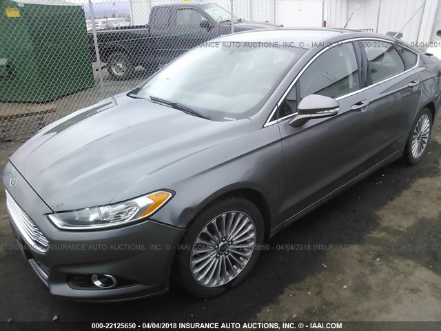 3FA6P0K99ER235866 - 2014 FORD FUSION TITANIUM GRAY photo 2