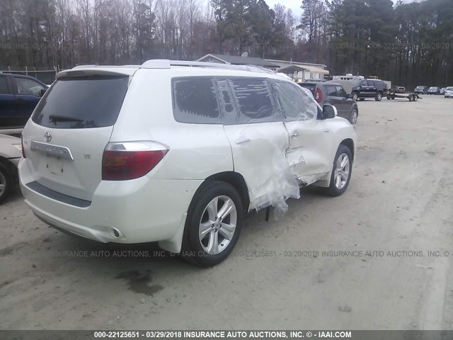 JTEDS42A582052471 - 2008 TOYOTA HIGHLANDER LIMITED WHITE photo 4