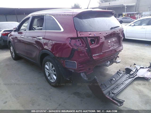 5XYPGDA57HG232919 - 2017 KIA SORENTO LX/L RED photo 3