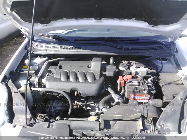 3N1AB6AP0CL708398 - 2012 NISSAN SENTRA 2.0/2.0S/SR/2.0SL SILVER photo 10