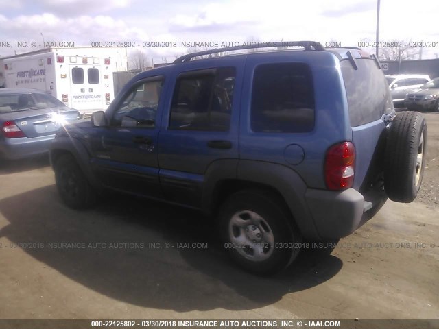 1J4GL48K04W270040 - 2004 JEEP LIBERTY SPORT BLUE photo 3