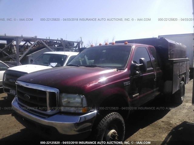 1FDWX37P54EC17879 - 2004 FORD F350 SUPER DUTY MAROON photo 2