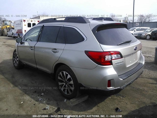 4S4BSANC7H3324239 - 2017 SUBARU OUTBACK 2.5I LIMITED TAN photo 3