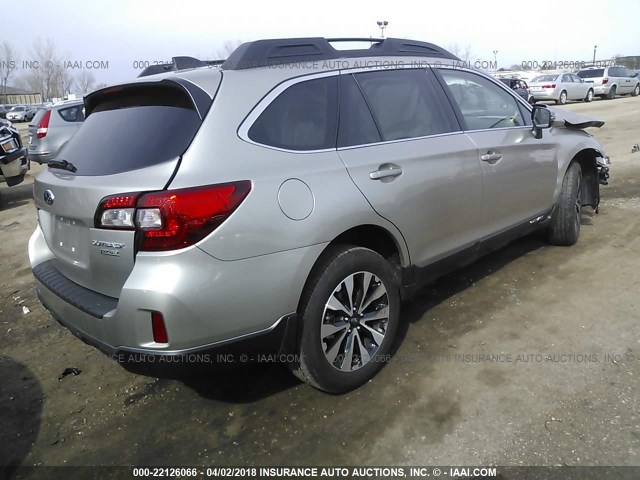 4S4BSANC7H3324239 - 2017 SUBARU OUTBACK 2.5I LIMITED TAN photo 4