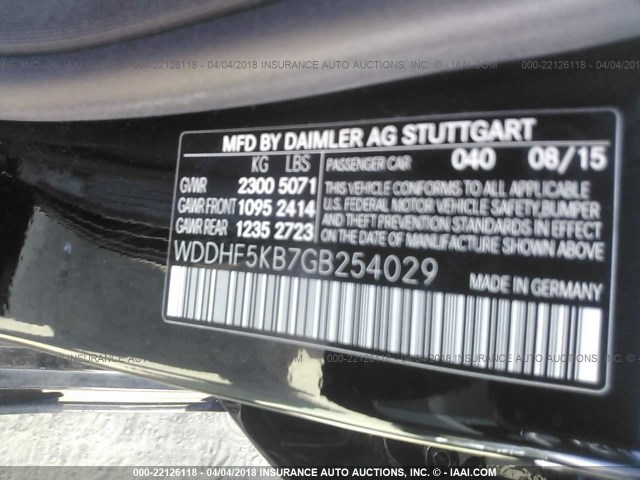 WDDHF5KB7GB254029 - 2016 MERCEDES-BENZ E 350 BLACK photo 9