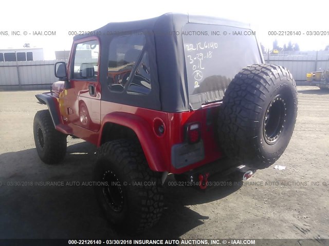 1J4FA49S22P739409 - 2002 JEEP WRANGLER / TJ SPORT RED photo 3