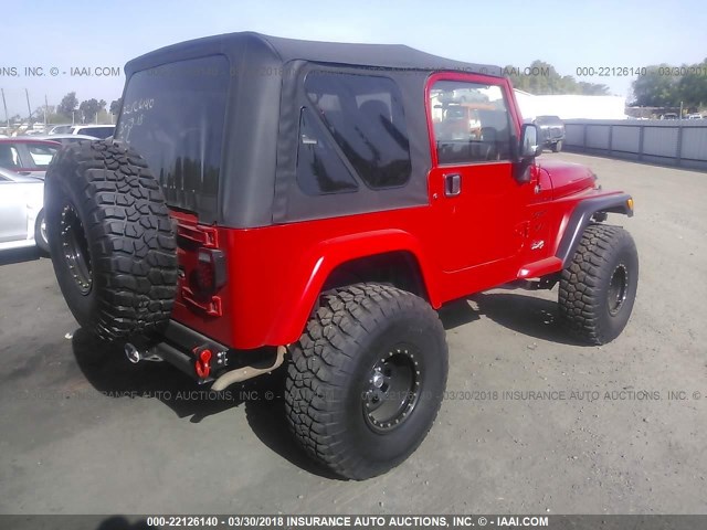 1J4FA49S22P739409 - 2002 JEEP WRANGLER / TJ SPORT RED photo 4