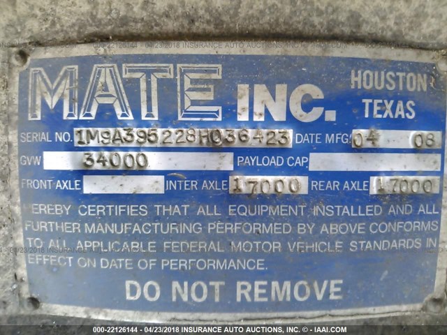 1M9A395228H036423 - 2008 MATE DUMP  SILVER photo 9