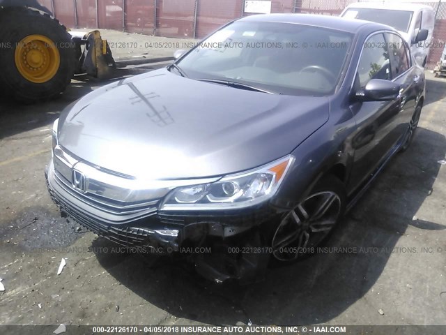 1HGCR2F52GA069263 - 2016 HONDA ACCORD SPORT GRAY photo 2