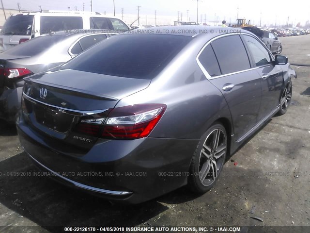 1HGCR2F52GA069263 - 2016 HONDA ACCORD SPORT 灰色 照片 4