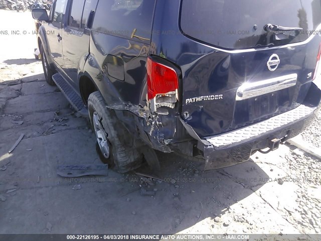 5N1AR18W86C631199 - 2006 NISSAN PATHFINDER LE/SE/XE BLUE photo 6