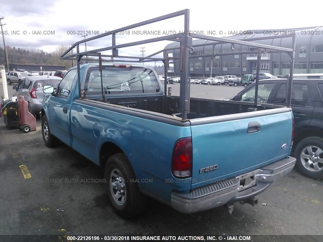 1FTFF2760VKC40742 - 1997 FORD F250 TURQUOISE photo 3