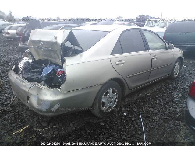 4T1BF32K42U537162 - 2002 TOYOTA CAMRY LE/XLE/SE BEIGE photo 4