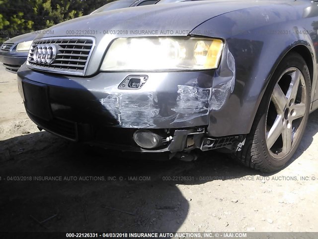 WAULC68E62A169974 - 2002 AUDI A4 1.8T QUATTRO GRAY photo 6