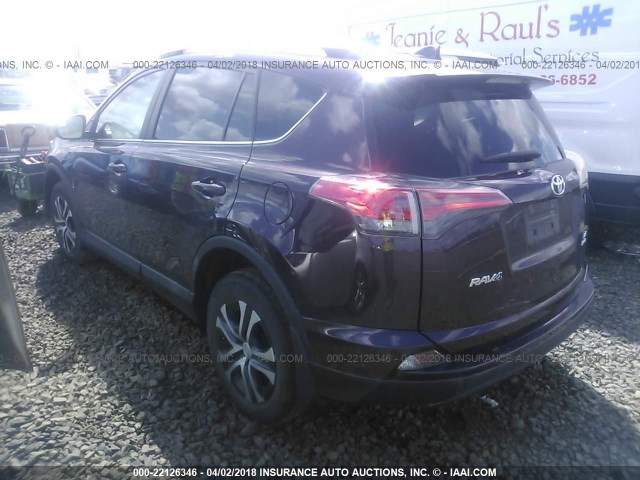 2T3BFREV6GW534089 - 2016 TOYOTA RAV4 LE PURPLE photo 3