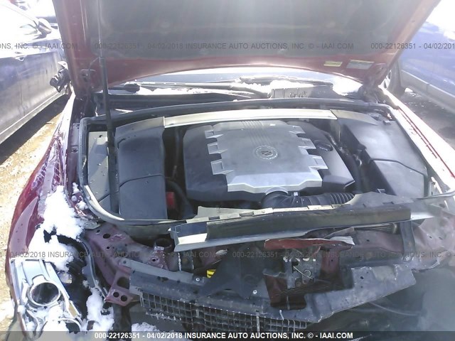 1G6DG577780145306 - 2008 CADILLAC CTS RED photo 10