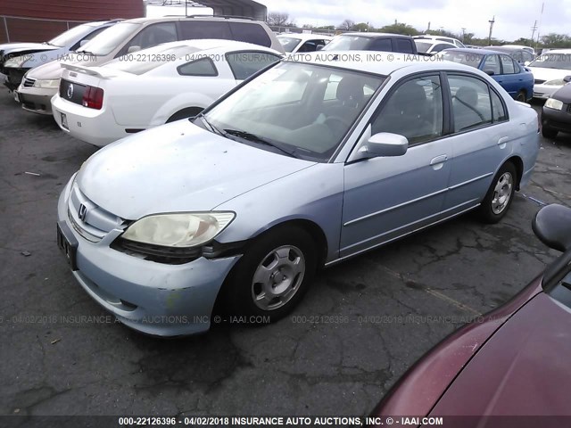 JHMES96695S000461 - 2005 HONDA CIVIC HYBRID Light Blue photo 2