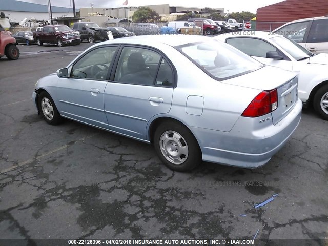 JHMES96695S000461 - 2005 HONDA CIVIC HYBRID Light Blue photo 3