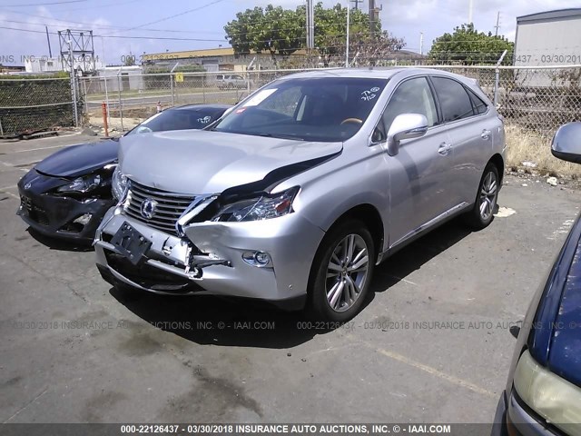 JTJZB1BAXF2415950 - 2015 LEXUS RX 450H SILVER photo 2