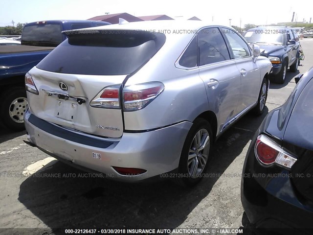 JTJZB1BAXF2415950 - 2015 LEXUS RX 450H SILVER photo 4