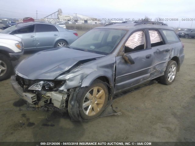 4S4BP61C787341653 - 2008 SUBARU OUTBACK 2.5I SILVER photo 2