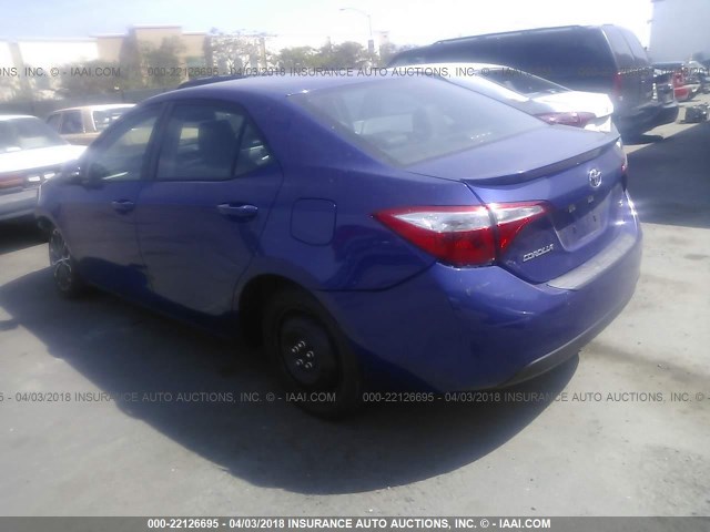 5YFBURHE4GP461199 - 2016 TOYOTA COROLLA L/LE/LE PLS/PRM/S/S PLS BLUE photo 3