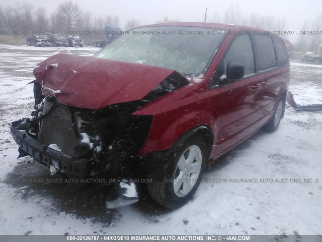 2C4RDGBG1DR602710 - 2013 DODGE GRAND CARAVAN SE RED photo 2