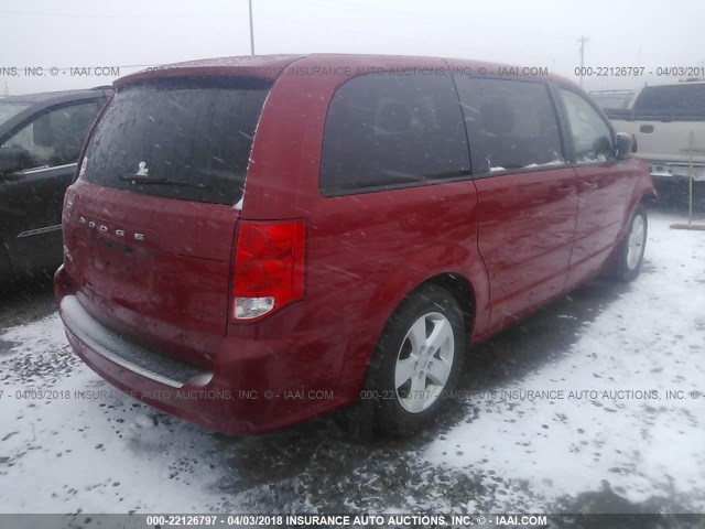 2C4RDGBG1DR602710 - 2013 DODGE GRAND CARAVAN SE RED photo 4