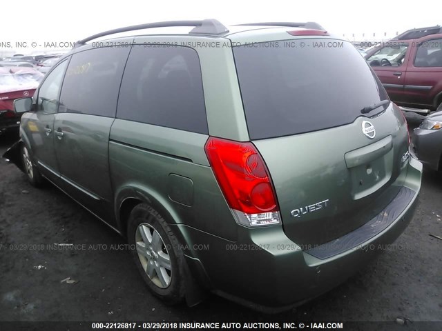 5N1BV28U84N315095 - 2004 NISSAN QUEST S/SE/SL GREEN photo 3