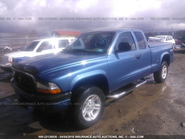 1D7HG32N24S549434 - 2004 DODGE DAKOTA SPORT Light Blue photo 2