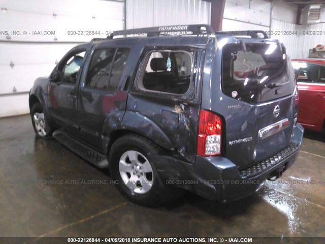 5N1AR18W47C621464 - 2007 NISSAN PATHFINDER LE/SE/XE BLUE photo 3