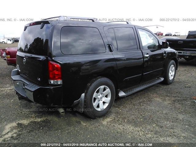 5N1AA08A84N716003 - 2004 NISSAN ARMADA SE/LE BLACK photo 4