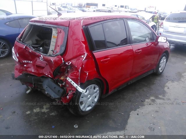 3N1BC1CPXAL371625 - 2010 NISSAN VERSA S/SL RED photo 4