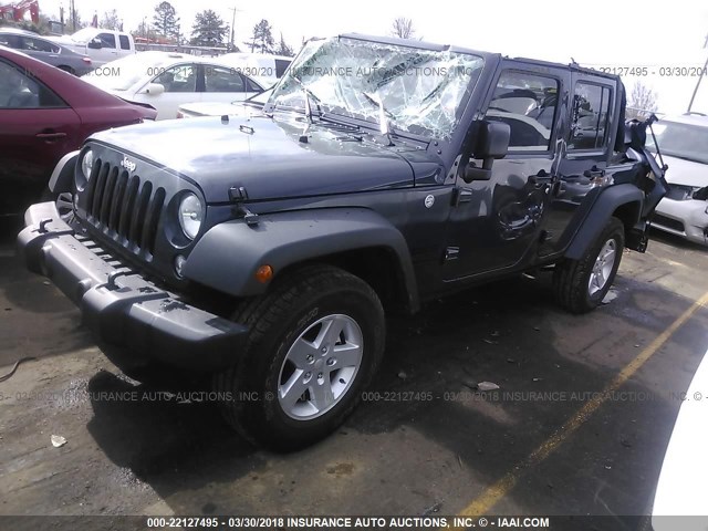 1C4BJWDG6GL323672 - 2016 JEEP WRANGLER UNLIMITE SPORT GRAY photo 2