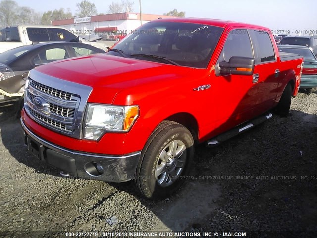 1FTFW1EFXEKD52574 - 2014 FORD F150 SUPERCREW RED photo 2