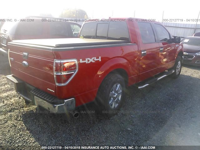 1FTFW1EFXEKD52574 - 2014 FORD F150 SUPERCREW RED photo 4