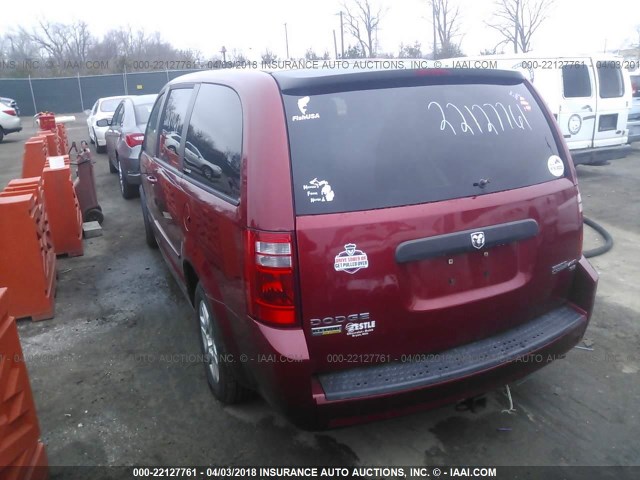 2D8HN44E09R668239 - 2009 DODGE GRAND CARAVAN SE RED photo 3