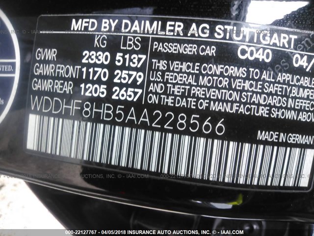 WDDHF8HB5AA228566 - 2010 MERCEDES-BENZ E 350 4MATIC BLACK photo 9