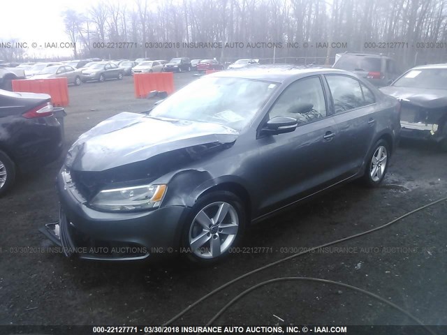 3VWLL7AJ2CM349633 - 2012 VOLKSWAGEN JETTA TDI GRAY photo 2