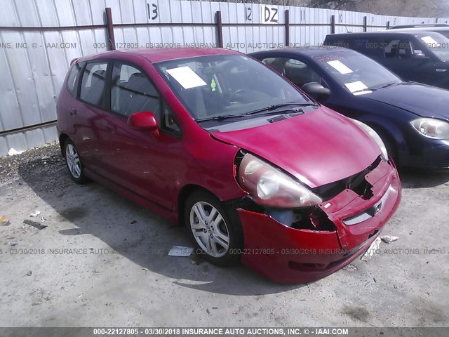 JHMGD38627S033656 - 2007 HONDA FIT S RED photo 1