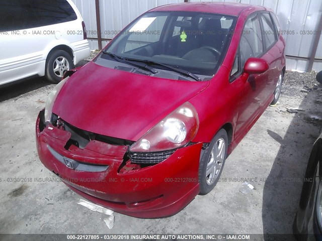 JHMGD38627S033656 - 2007 HONDA FIT S RED photo 2