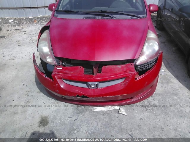 JHMGD38627S033656 - 2007 HONDA FIT S RED photo 6