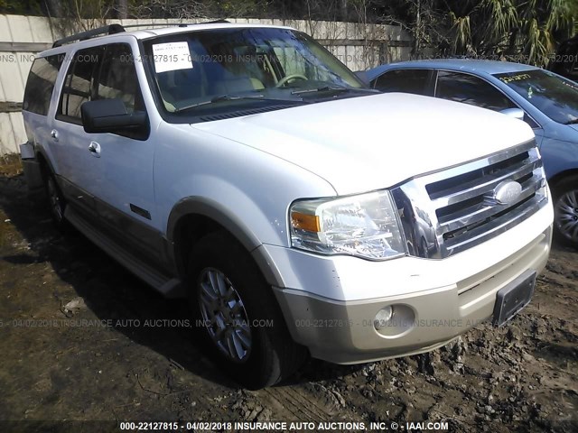 1FMFK17587LA83516 - 2007 FORD EXPEDITION EL EDDIE BAUER WHITE photo 1