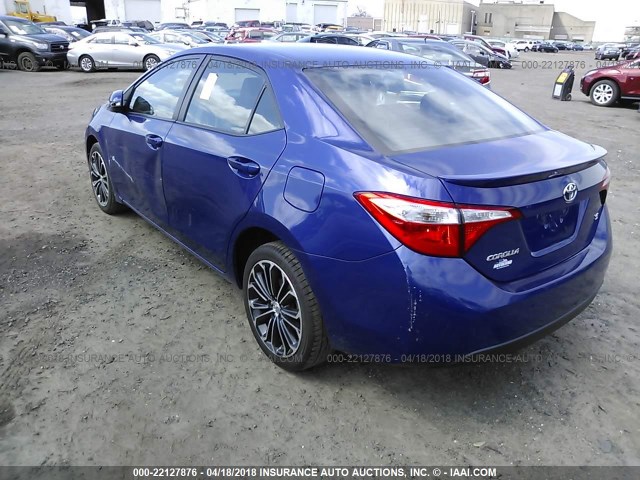 2T1BURHE5EC046793 - 2014 TOYOTA COROLLA L/LE/LE PLS/PRM/S/S PLS BLUE photo 3