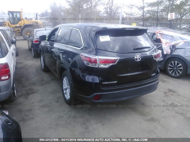 5TDBKRFH3FS136830 - 2015 TOYOTA HIGHLANDER LE/LE PLUS BLACK photo 3