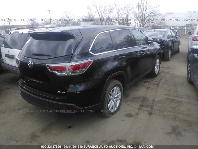 5TDBKRFH3FS136830 - 2015 TOYOTA HIGHLANDER LE/LE PLUS BLACK photo 4