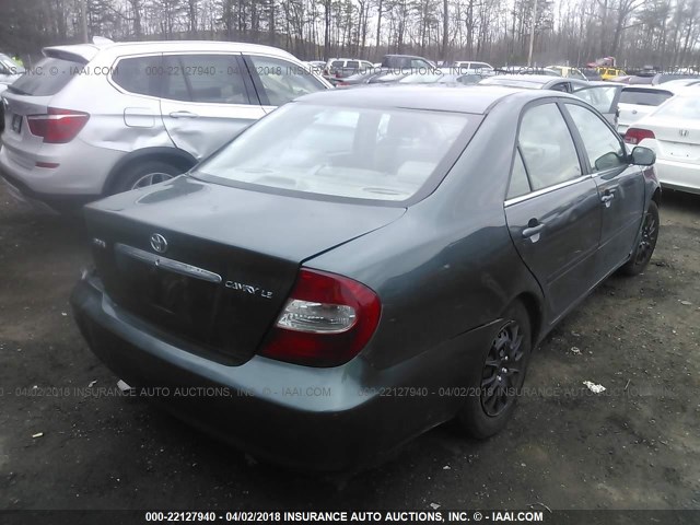 4T1BE32K63U213604 - 2003 TOYOTA CAMRY LE/XLE/SE GREEN photo 4