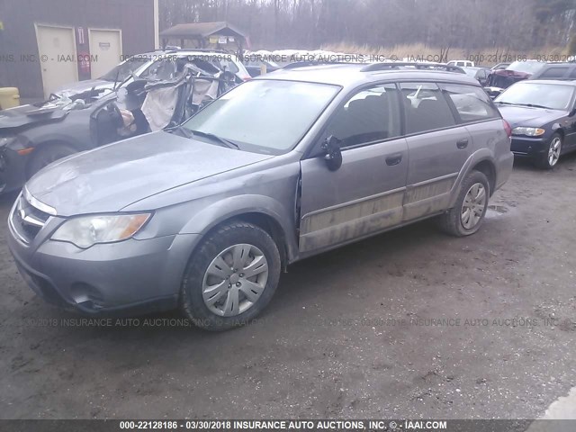 4S4BP60C397336985 - 2009 SUBARU OUTBACK SILVER photo 2